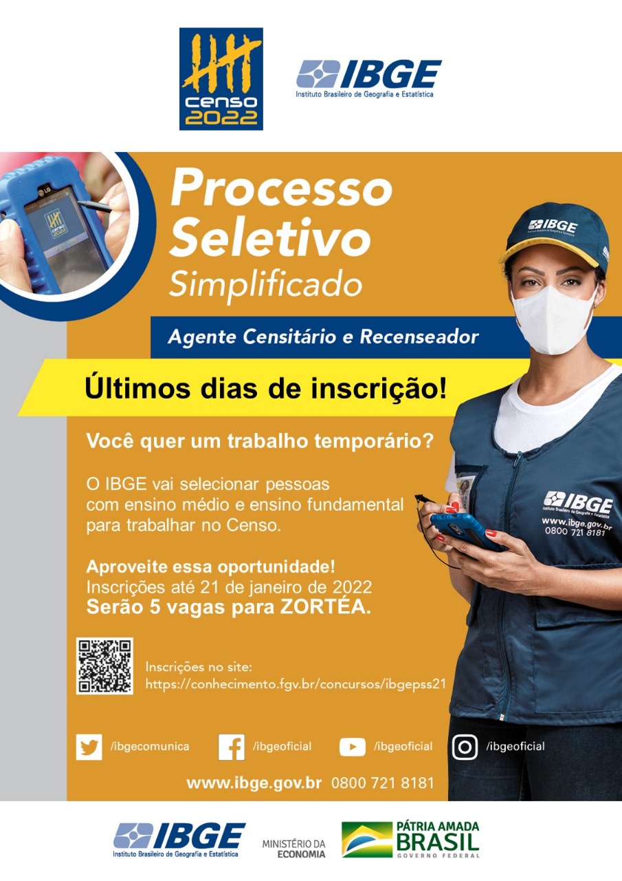 Última semana para inscrições para o Processo Seletivo Simplificado IBGE