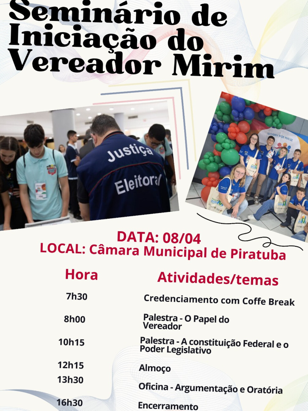 Vereadores mirins de Zortéa estarão participando do Seminário de iniciação do vereador mirim em Piratuba